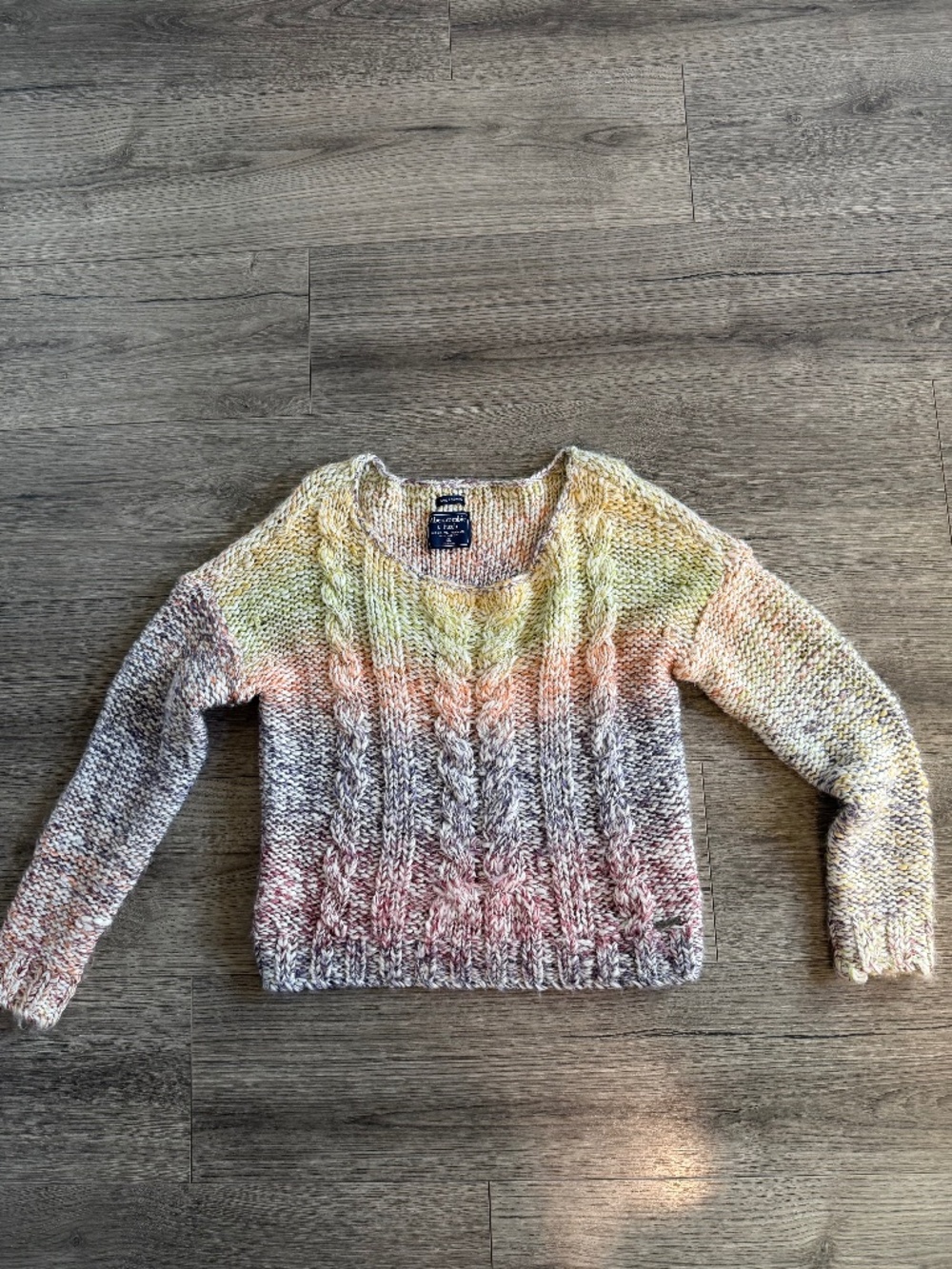 Abercrombie & Fitch Oversized Chunky Knit Sweater XS Multicolor Cozy Cable Knit